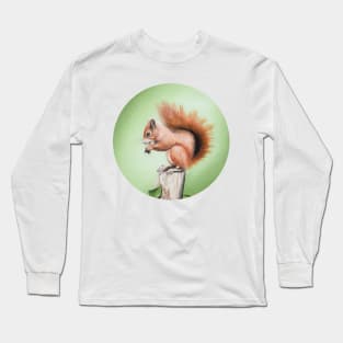 Red Squirrel Painting Long Sleeve T-Shirt